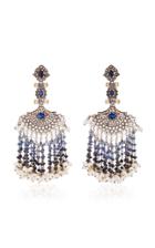 Sanjay Kasliwal 14k Gold Sapphire Diamond Pave Chandelier Earrings
