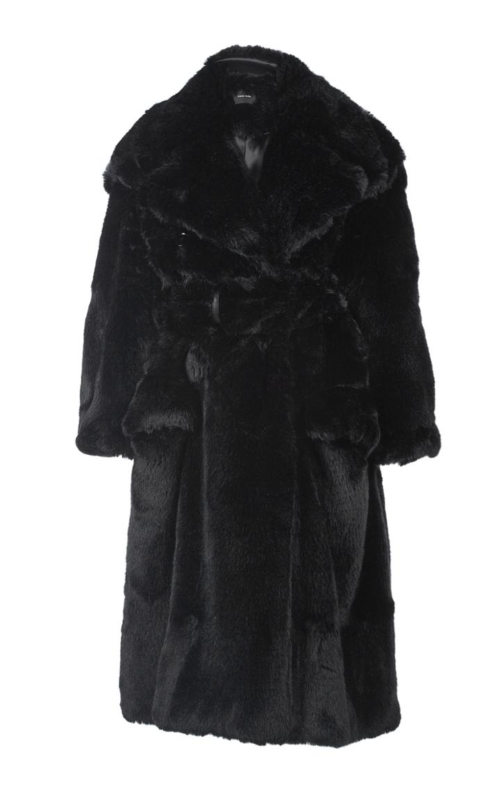 Simone Rocha Belted Faux Fur Biker Coat