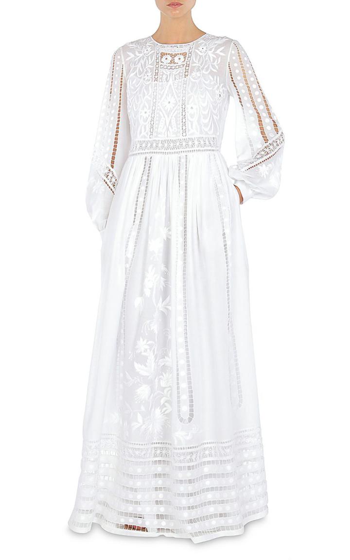 Moda Operandi Alberta Ferretti Hand-embroidered Muslin Gown