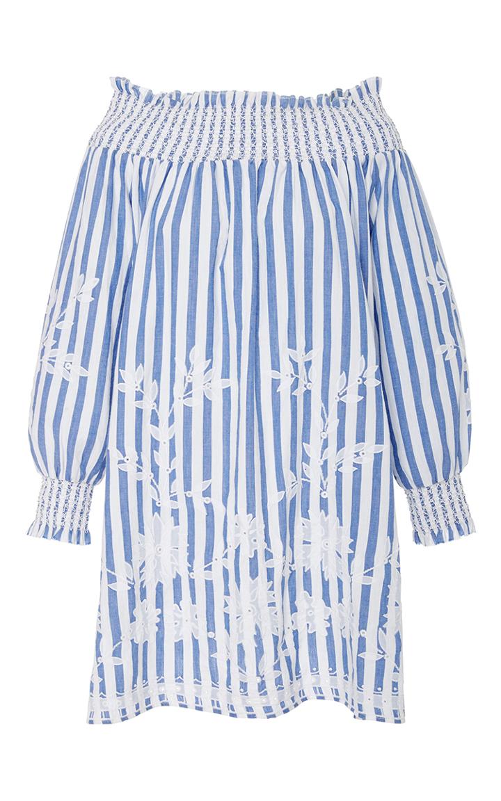Juliet Dunn Embroidered Long Sleeve Off Shoulder Dress