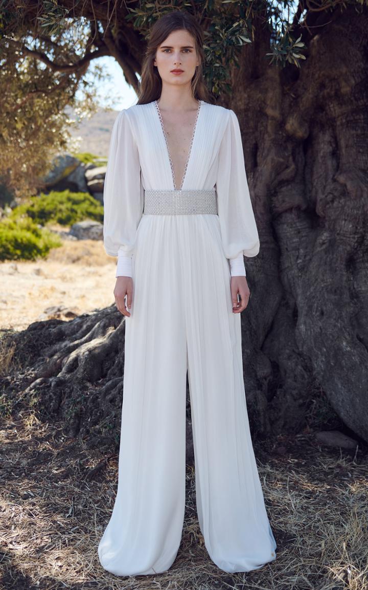 Moda Operandi Costarellos Cassandra Long Sleeve Gown
