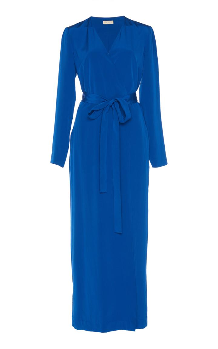 Dhela Solid Blue Wrap Dress