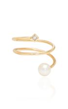 Zoe Chicco 14k Princess Diamond And Pearl Wrap Ring
