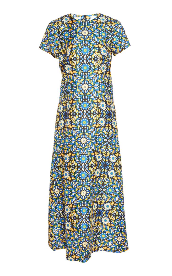 La Doublej Printed Silk-crepe Midi Dress