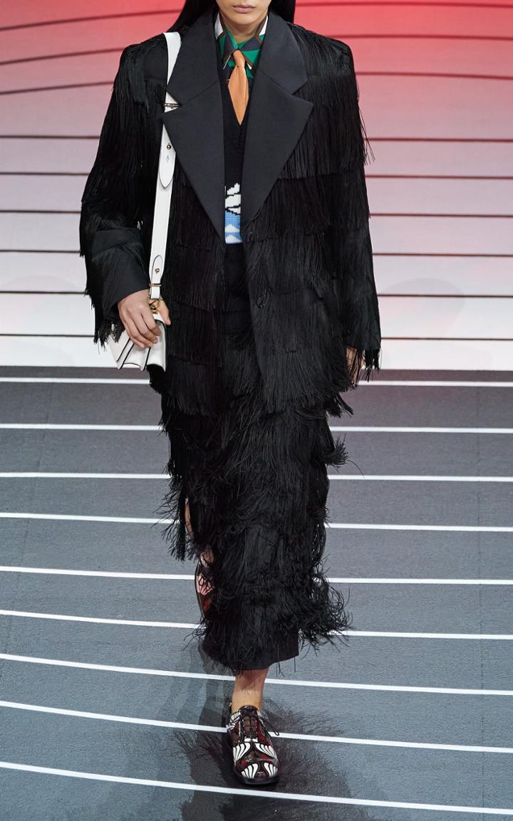 Moda Operandi Prada Fringe Detail Blazer