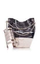 Balmain Polygon Marbled Leather Bucket Bag