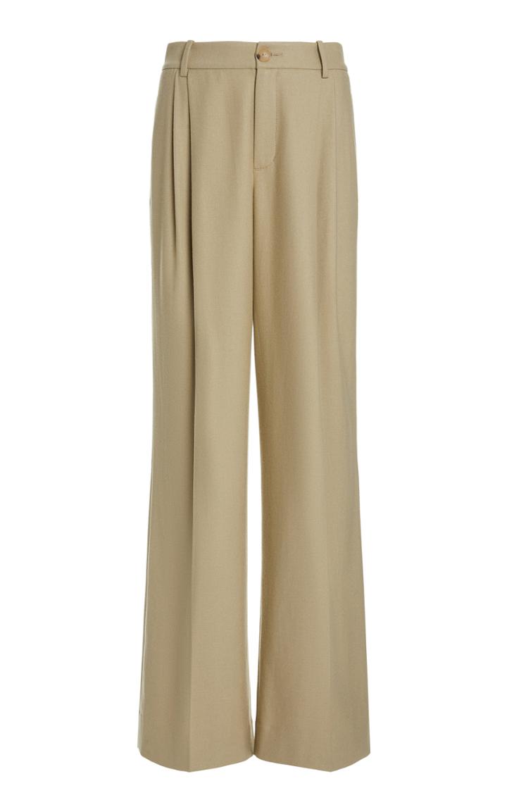 Moda Operandi Vince Pleated Flannel Wide-leg Pants
