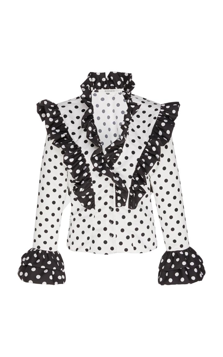 Moda Operandi Rodarte Ruffled Polka Dot Printed Top Size: Xs