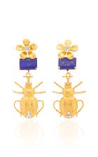Bounkit 14k Gold-plated, Quartz And Lapis Lazuli Beetle Earrings