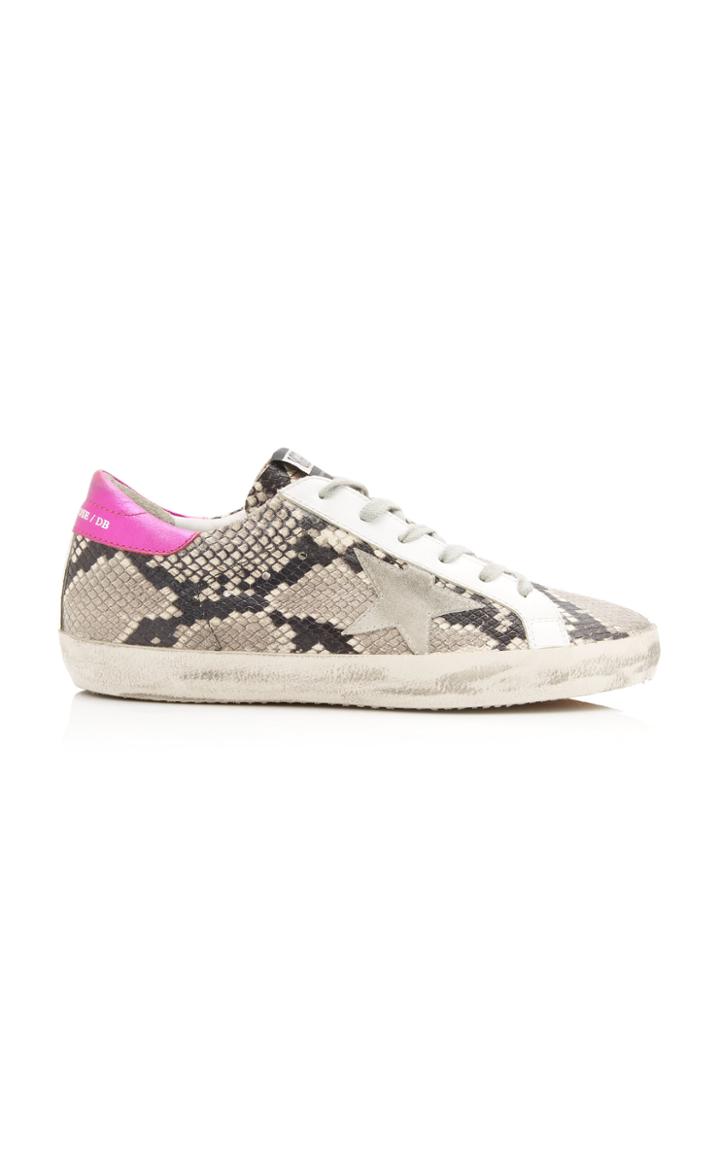 Golden Goose Superstar Distressed Snake-effect Leather And Suede Sneakers