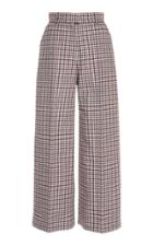 Martin Grant Wool Check Wide Leg Cropped Trousers