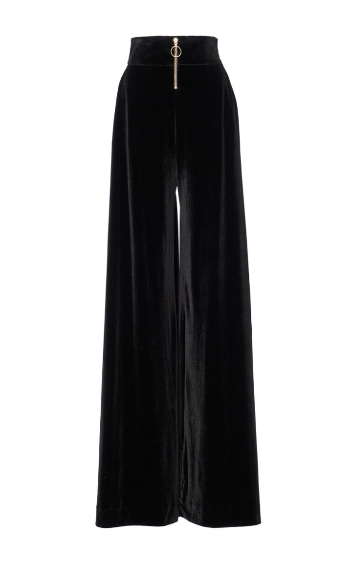 Christian Siriano Velvet Wide Leg Trousers