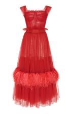 Dolce & Gabbana Feather-embellished Tulle Midi Dress