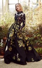 Marchesa Embroidered Floral Jacquard Ballgown