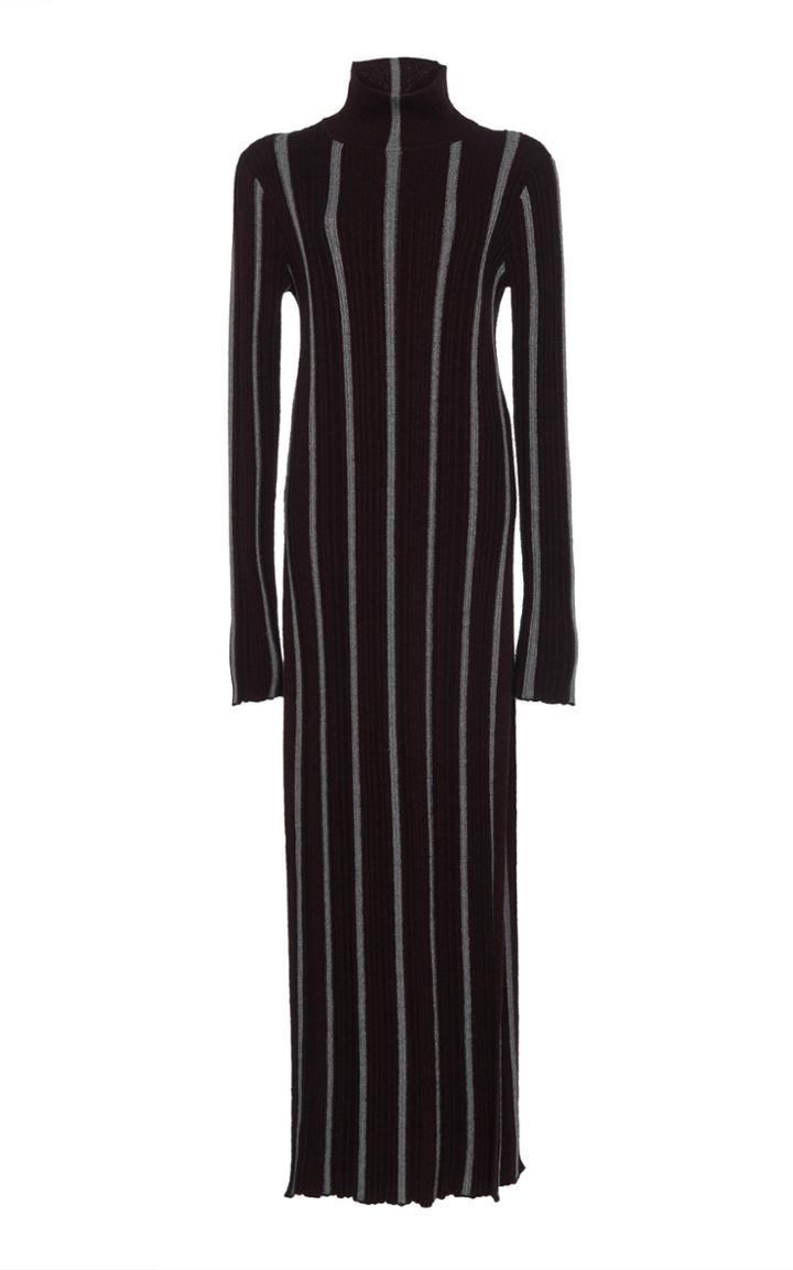 Jil Sander Striped Ribbed Knit Maxi Dress