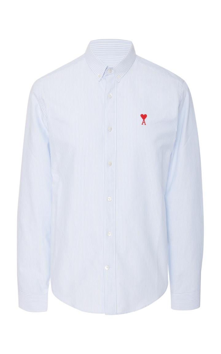 Ami Embroidered Cotton-poplin Dress Shirt