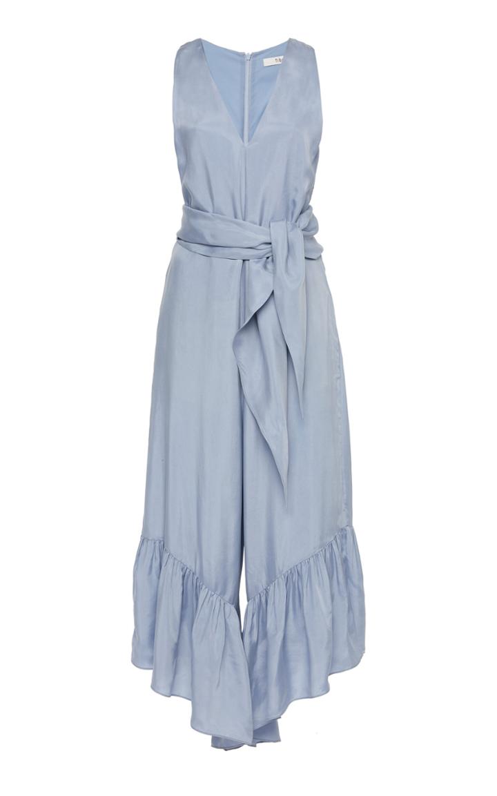 Tibi Cupro Ruffle Jumpsuit