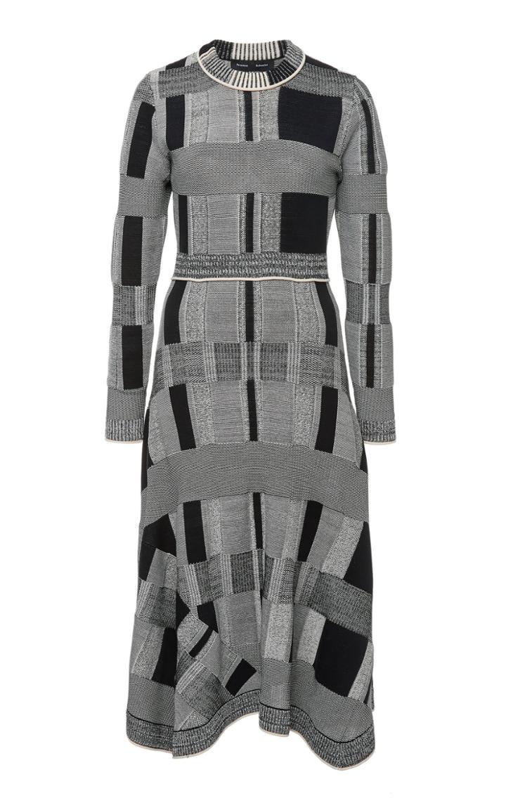 Proenza Schouler Patchwork Plaid Jersey Dress
