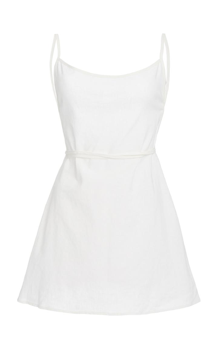 Anemone Back-tied Linen And Cotton Mini Dress