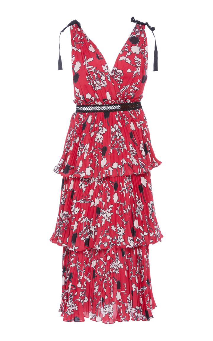 Self Portrait Tiered Floral Print Midi Dress