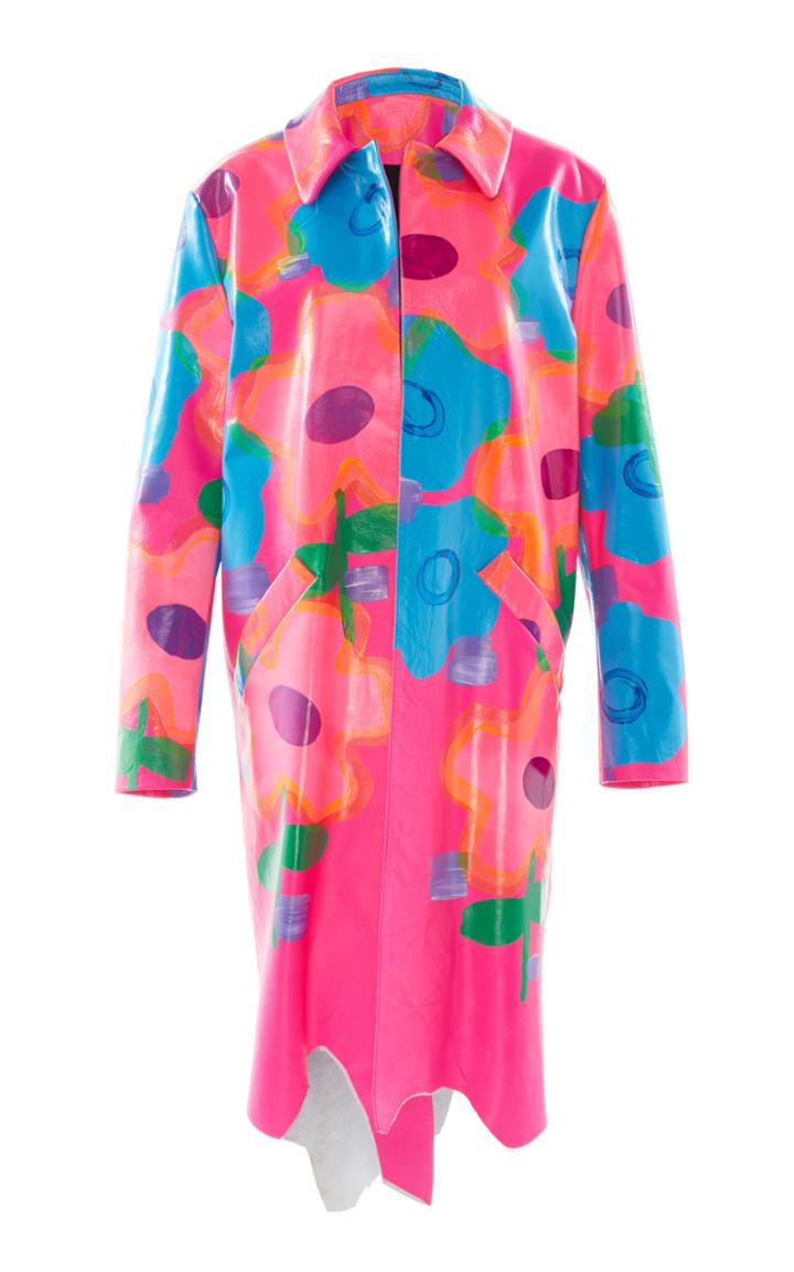 Christopher Kane Jumbo Floral Leather Coat