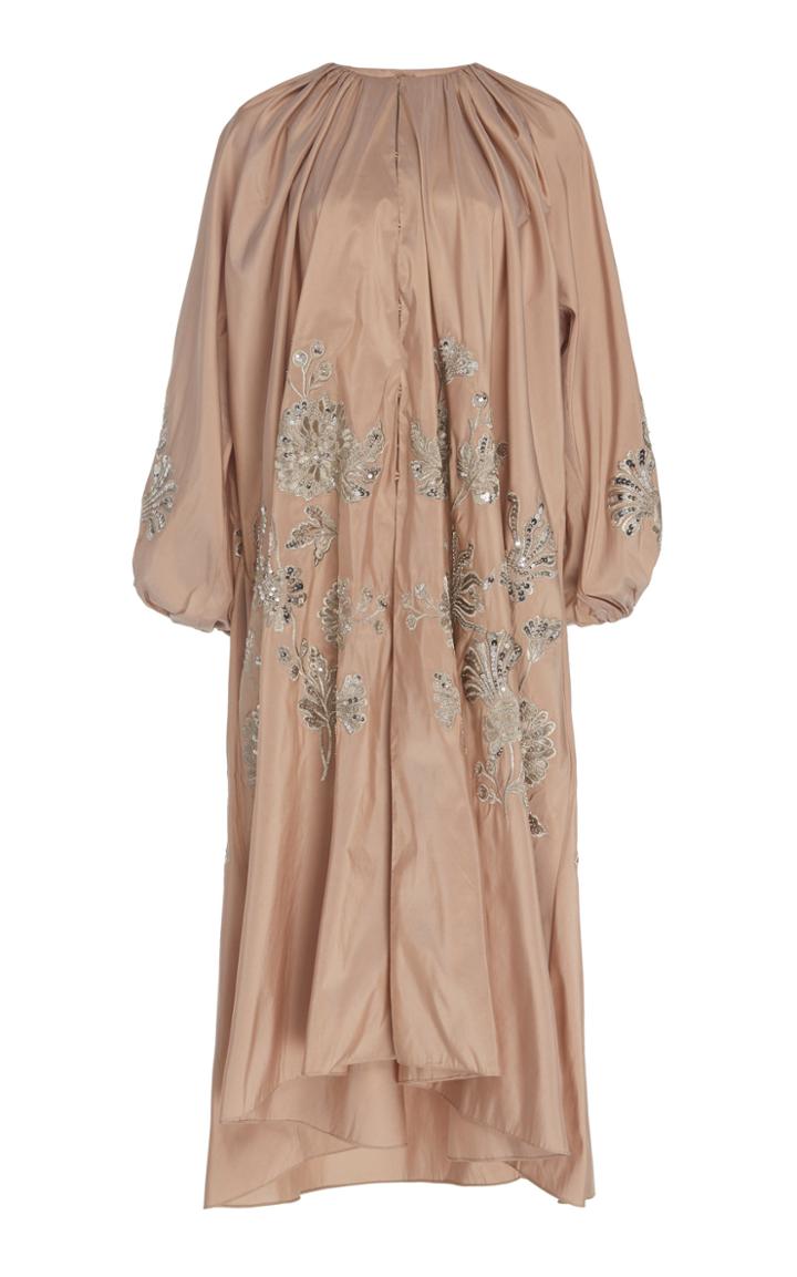 Biyan Rekka Metallic-embroidered Silk-blend Coat