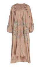 Biyan Rekka Metallic-embroidered Silk-blend Coat