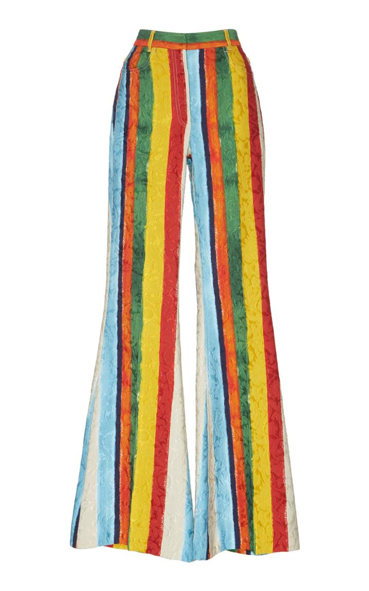 Dolce & Gabbana Striped Crepe De Chine High-rise Flared Pants