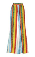 Dolce & Gabbana Striped Crepe De Chine High-rise Flared Pants