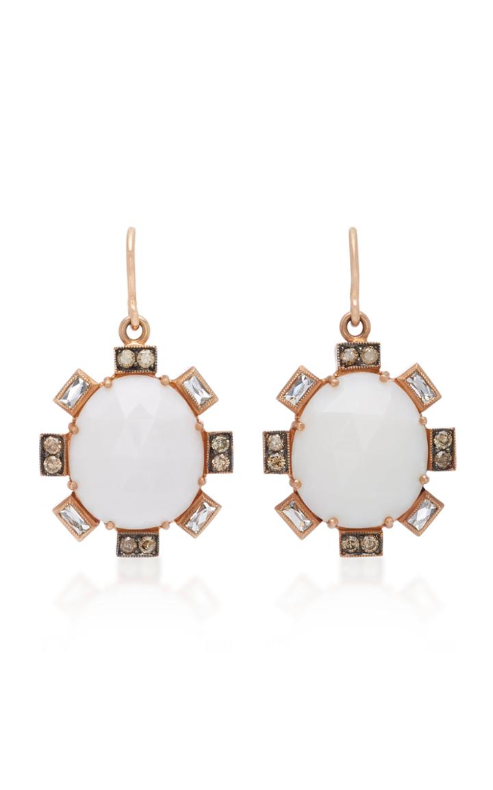 Sylva & Cie 14k Rose Gold Cocholong And Diamond Earrings