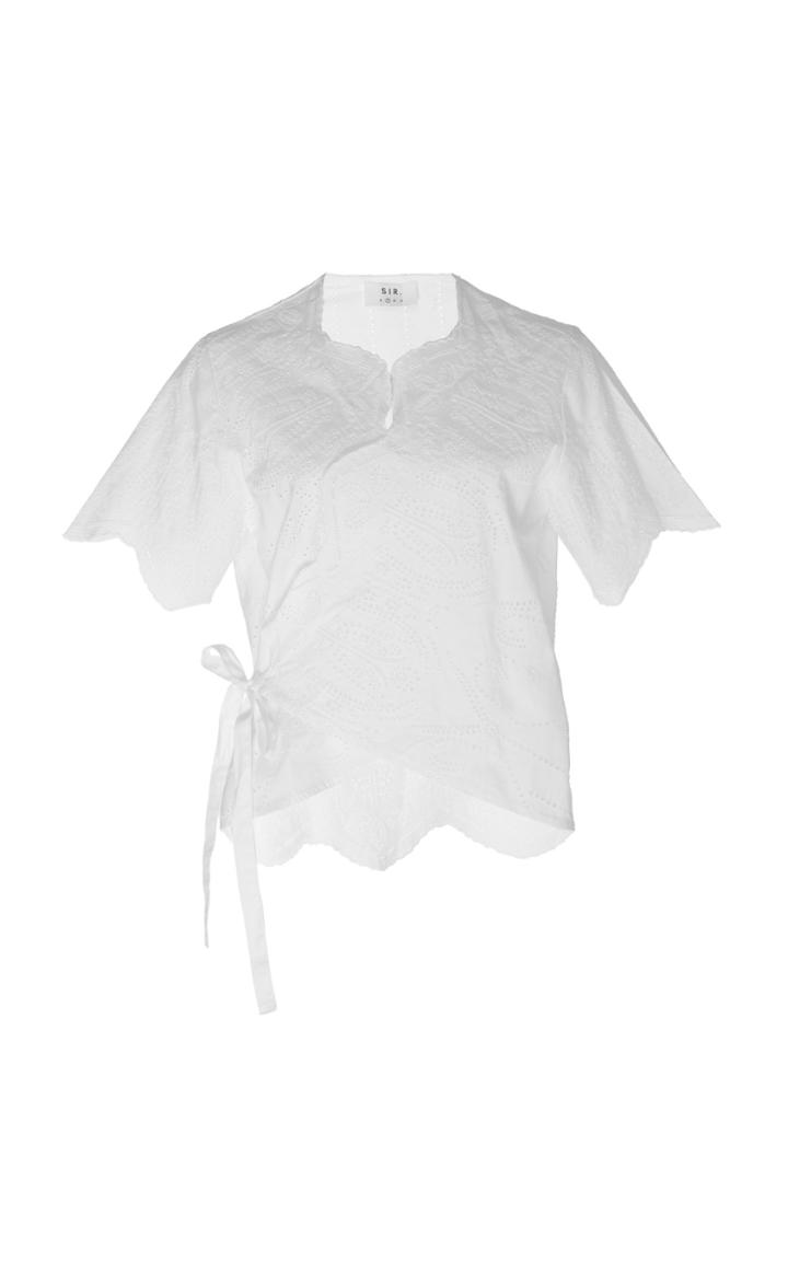 Sir The Label Delilah Eyelet Cotton Wrap Top