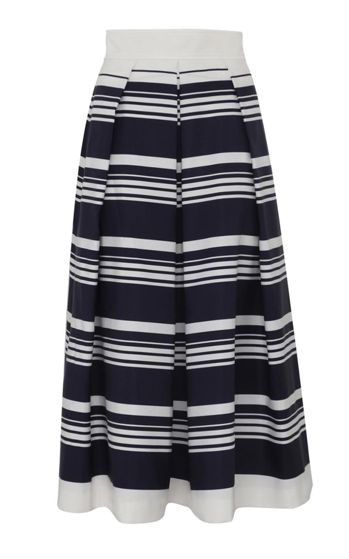 Moda Operandi Martin Grant Limited Edition Striped Cotton A-line Midi Skirt