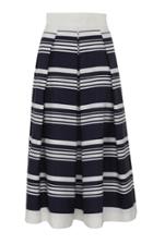 Moda Operandi Martin Grant Limited Edition Striped Cotton A-line Midi Skirt