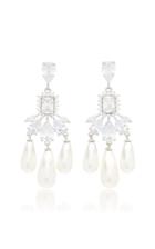 Fallon Buckingham Silver-plated Brass Pearl And Crystal Earrings