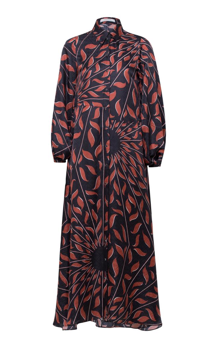 Moda Operandi Dorothee Schumacher Graphic Ray Silk Midi Dress Size: 0