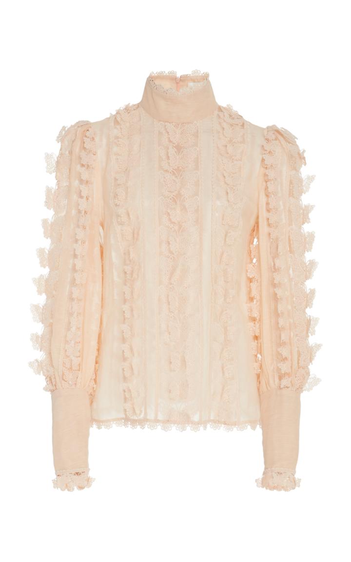 Zimmermann Appliqud Silk Turtleneck Blouse