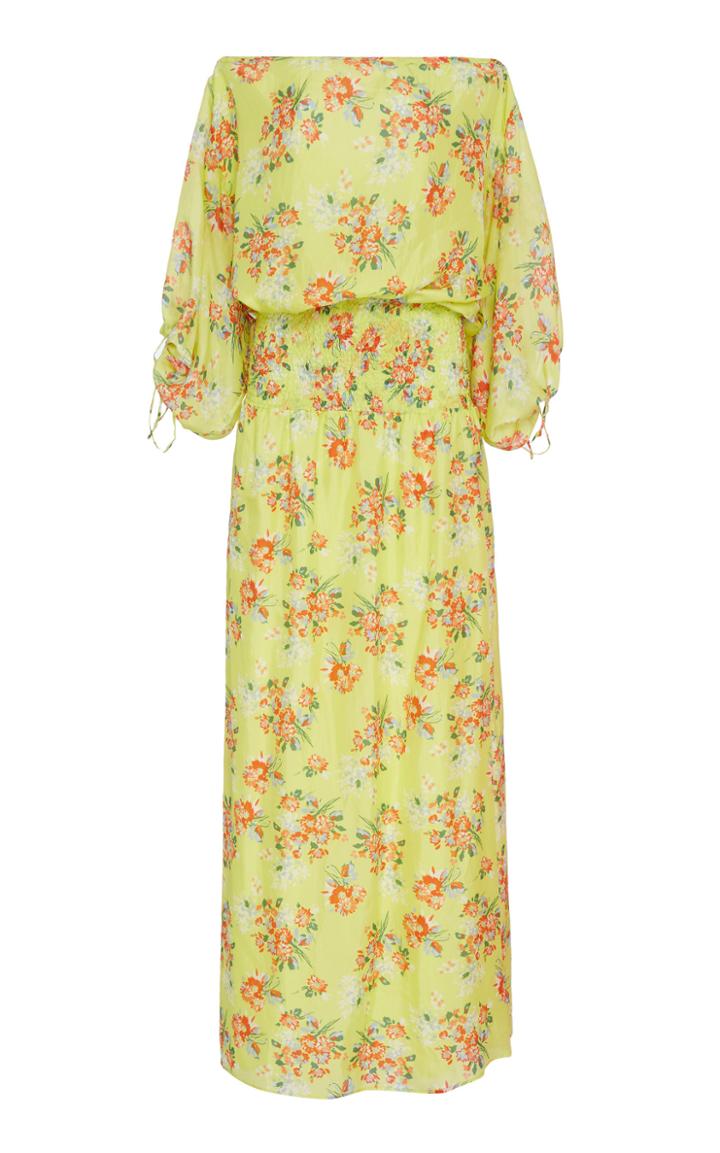 Eywasouls Evelyn Smocked Silk Dress