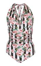 Dolce & Gabbana Striped Floral Print One-piece