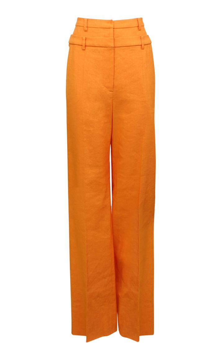 Moda Operandi Rejina Pyo Laila Double-waist Cotton-linen Blend Wide-leg Trousers