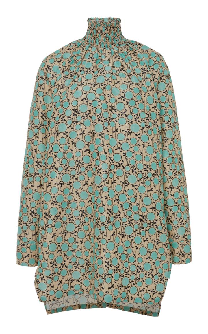 Prada Smocked High Neck Top