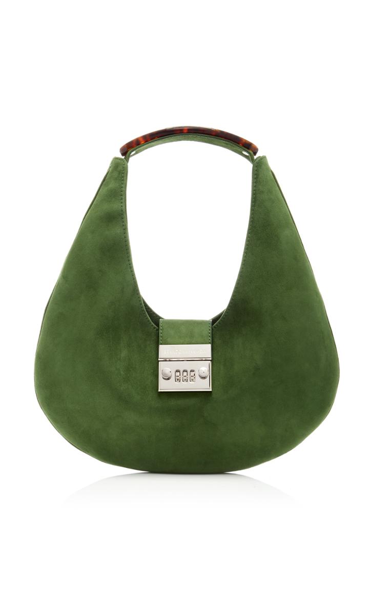 Moda Operandi Brandon Maxwell Small Lock Suede Hobo Top Handle Bag