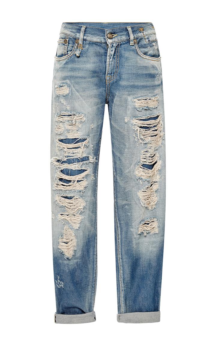 R13 Shredded Mid-rise Relaxed Fit Jeans
