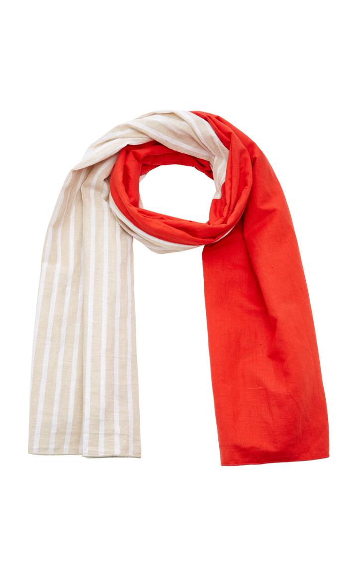 Donni. Striped Linen-gauze Scarf