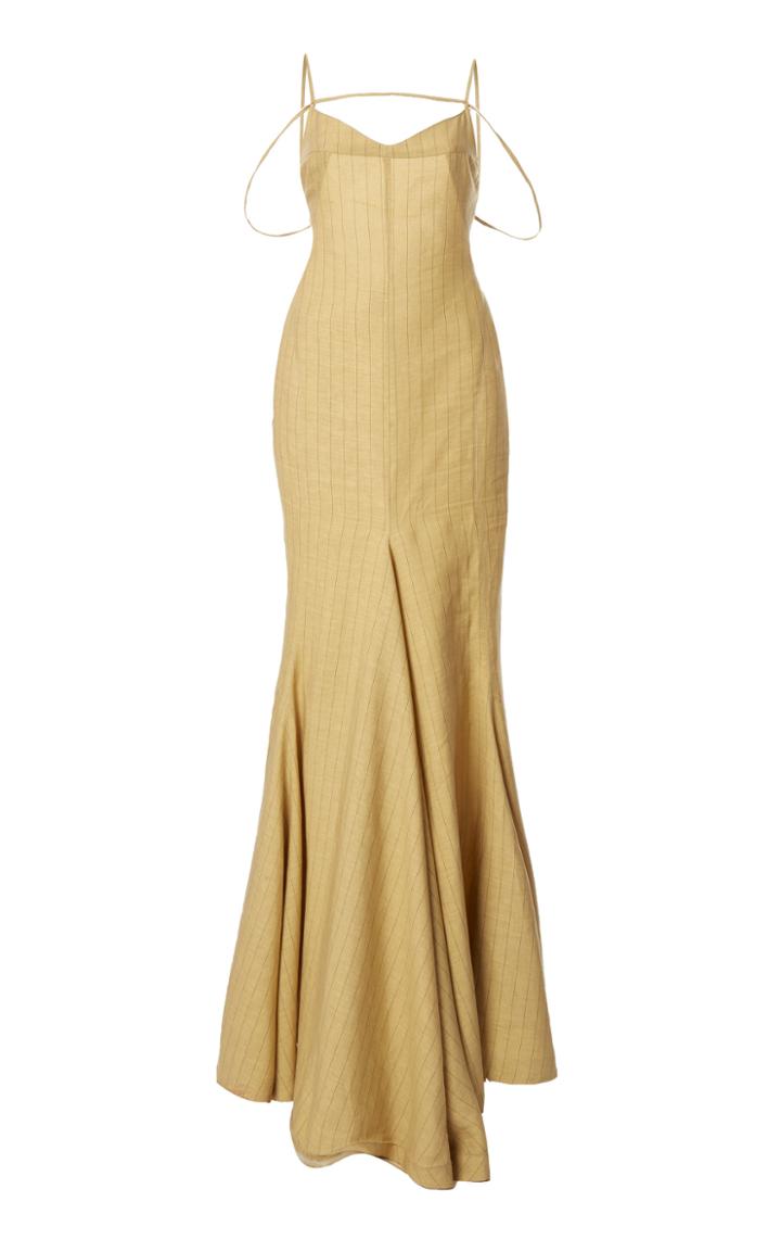 Moda Operandi Jacquemus Camargue Tie-detailed Striped Linen Gown