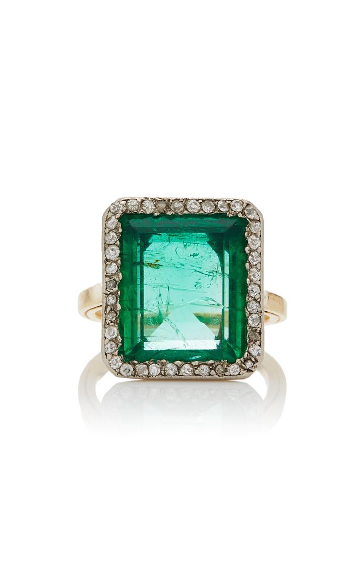 Simon Teakle Belle Poque Rectangular-cut Emerald Ring
