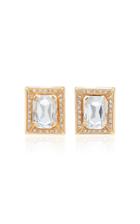 Moda Operandi Alessandra Rich Glass Crystal Square Stud Earrings