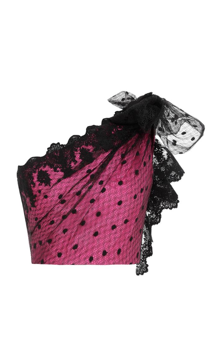 Raisa Vanessa Fuchsia One Shouldered Mini Top With Lace