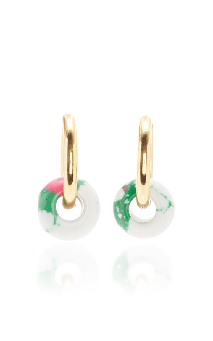 Timeless Pearly Gold-plated And Porcelain Hoop Earring