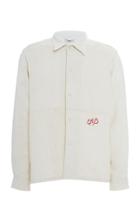 Bode Linen Cross Stitch Monogram Shirt