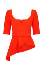 Safiyaa Pilar Asymmetrical Crepe Peplum Top